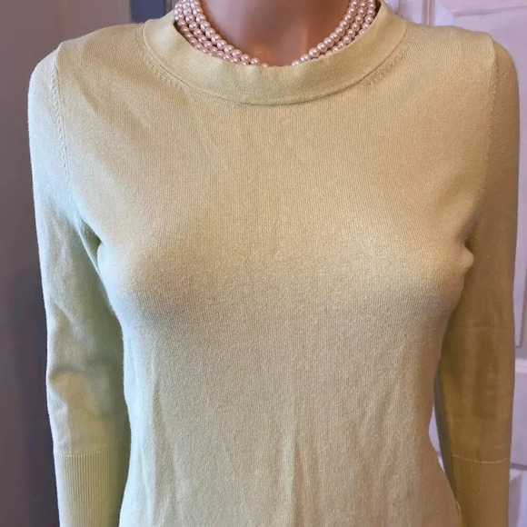 Banana Republic Silk Blend Lime Green Crewneck Sweater Women Size S Stretch - Picture 5 of 6